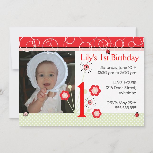 Birthday  Invitation - Ladybug (Front)