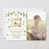 Birthday Invitation Lucky One First Birthday Gold (Front)