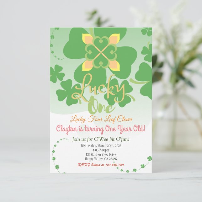 Birthday Invitation Lucky One Party (Standing Front)