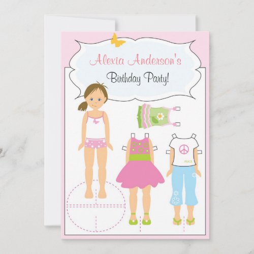 Birthday Invitation - Paper Doll