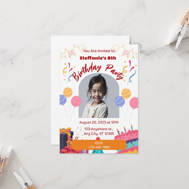 Birthday Invitation Personalize Card (Front/Back In Situ)