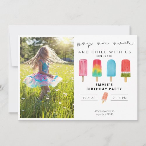 Birthday Invitation Photo Pop On Over Popsicles 