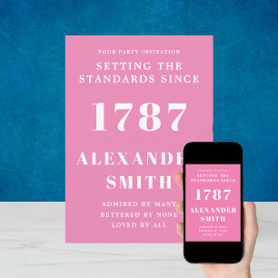 Birthday Invitation Pink And White