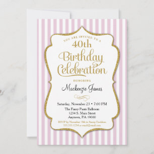 Birthday Invitation Pink Gold Adult Teen Tween
