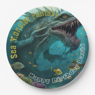 Birthday Invitation Sea Monster Fantacy Paper Plates