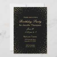 Birthday Invitation | Simple Black and Gold