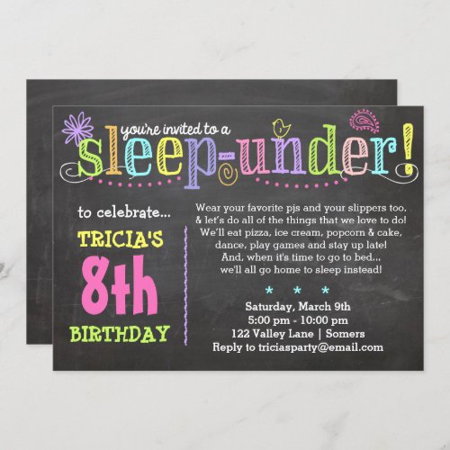 Birthday Invitation Sleep_Under Party Neon