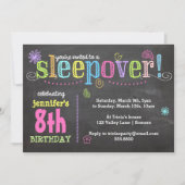 Birthday Invitation-Sleepover Party, Chalk + Neon Invitation (Front)