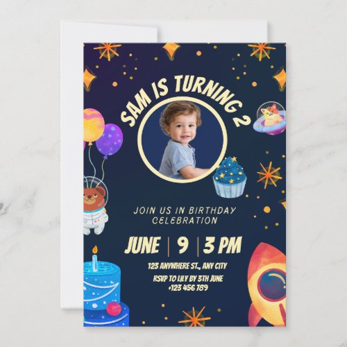 Birthday Invitation Space Rocket for kids