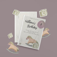 Birthday Invitation Toys Rocking Horse Balloon