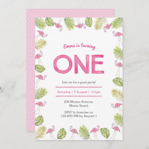Birthday Invitation tropical flamingo