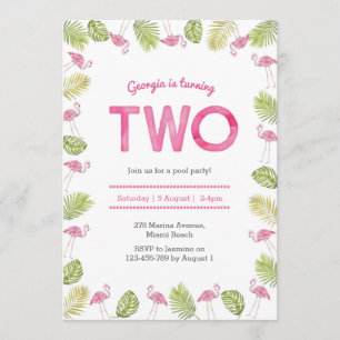 Birthday Invitation tropical flamingo