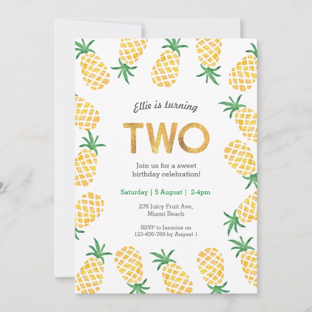 Birthday Invitation | tropical pineapple (Front)