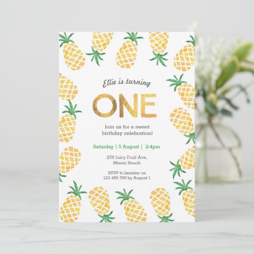 Birthday Invitation | Tropical Pineapple | Zazzle