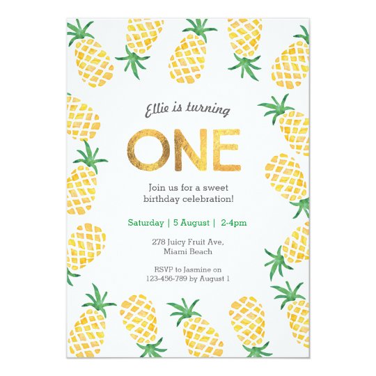 Birthday Invitation tropical pineapple