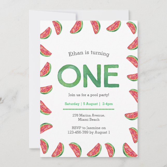 Birthday Invitation | tropical watermelon (Front)