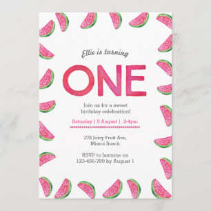 Birthday Invitation tropical watermelon pink