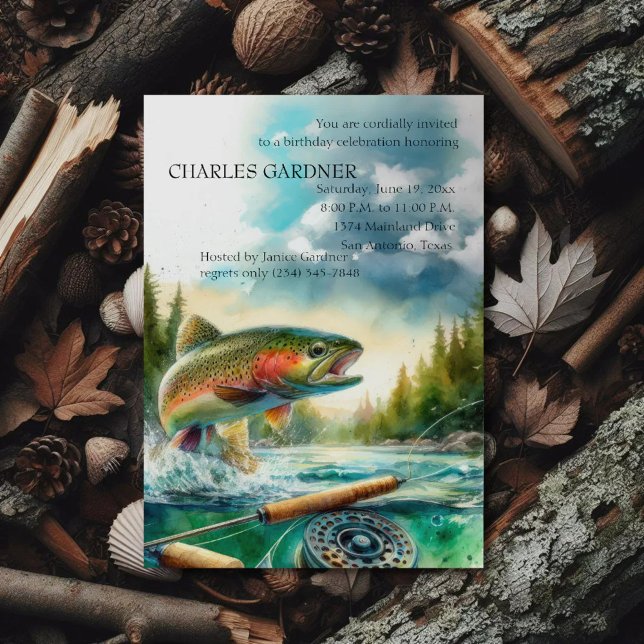Birthday Invitation Trout Fly Fishing (Creator Uploaded)
