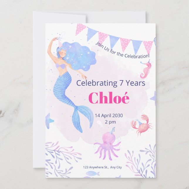 Birthday Invitation Under the Sea Birthday (Front)