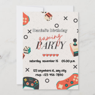 Birthday Invitation Video Game Party Boys Girls