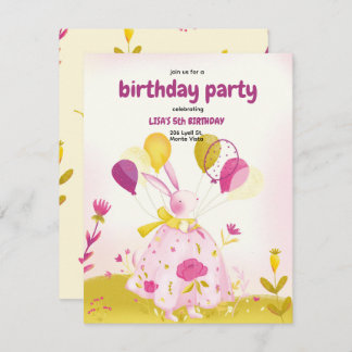 Birthday invitation with a rabbit