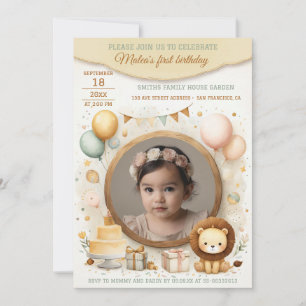 Birthday Invitation with lion cub Frame for Photo