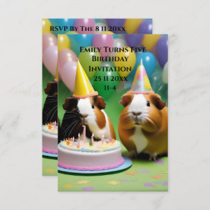 Birthday Invitation With Party Guinea Pigs,