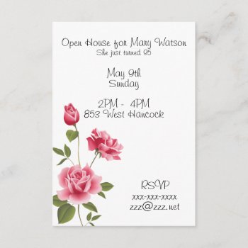 Birthday Invitation With Pink Roses by CelebrationSensation at Zazzle