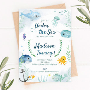 Birthday invitation with under the sea theme