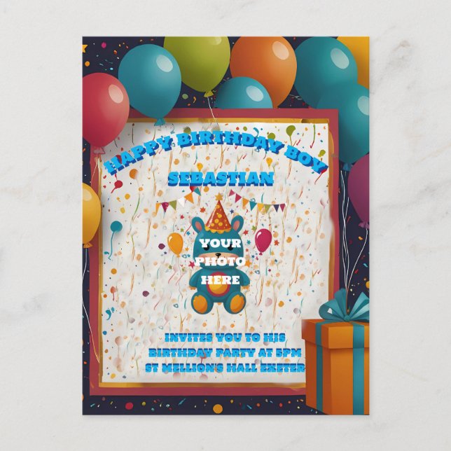 Birthday invitations party times Postcards (Front)