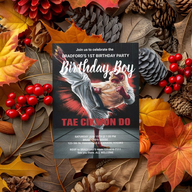 Birthday Invite Chicken Kicking Punching Bag (Creator Uploaded)