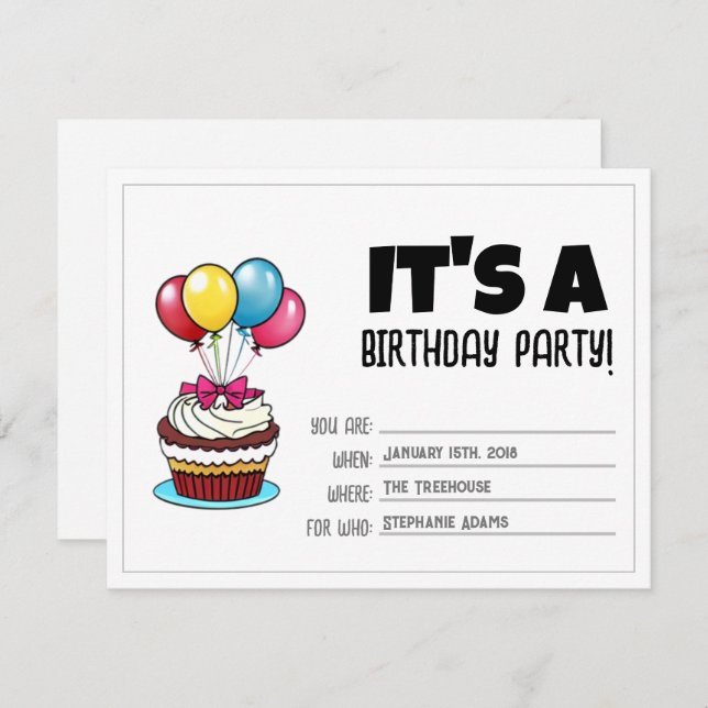 Birthday Invite | Custom Customizable Invitation  (Front/Back)
