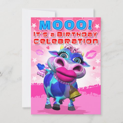 Birthday Invite- Kiss Moo (The GiggleBellies)
