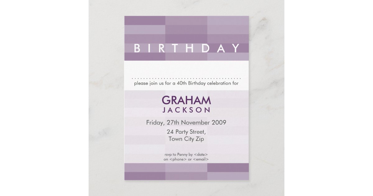 Rectangular Event Invite BIRTHDAY INVITE :: modern rectangular panel 4 | Zazzle