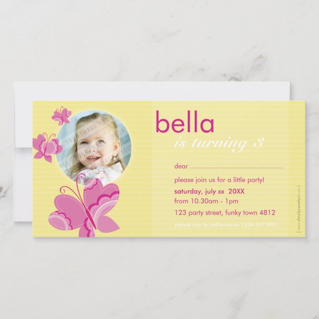 BIRTHDAY INVITE PHOTOCARD :: flutterbybutterfly 2 (Front)