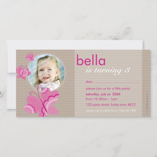 BIRTHDAY INVITE PHOTOCARD :: flutterbybutterfly 5 (Front)