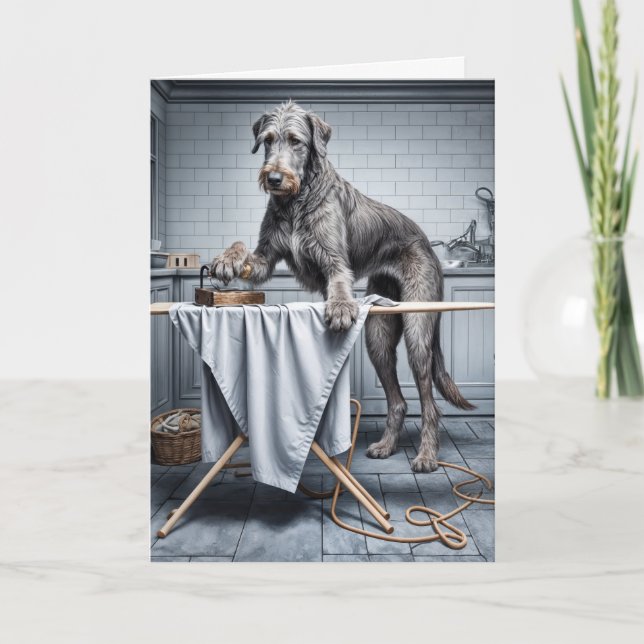 Birthday Irish Wolfhound Ironing Card (Front)