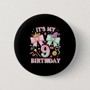 Birthday It's My 9th Birthday Cute Magical Princes Button