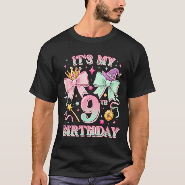 Birthday It's My 9th Birthday Cute Magical Princes T-Shirt (Front)