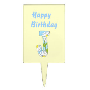 Birthday J cake pick