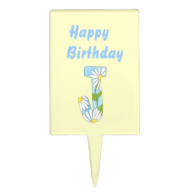 Birthday J cake pick (Front)