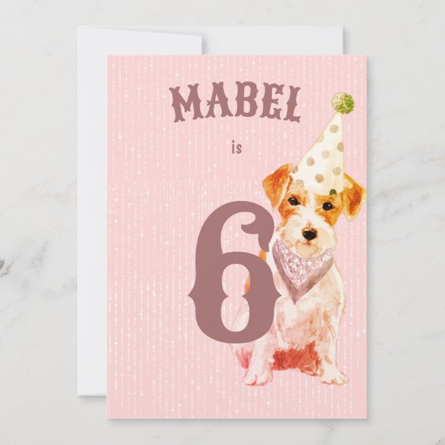 Birthday Jack Russell Dog Age Pink Birthday  Invitation (Back)