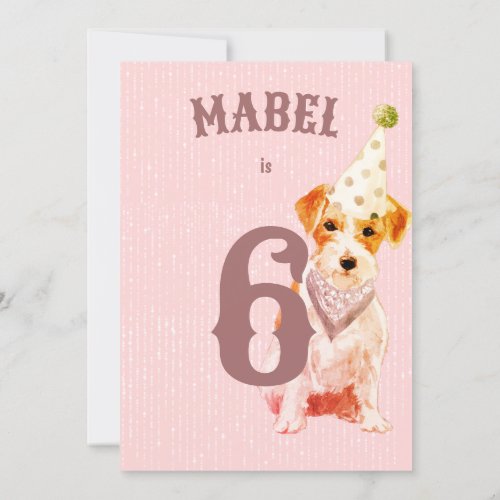 Birthday Jack Russell Dog Age Pink Birthday  Invitation