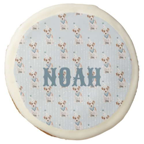 Birthday Jack Russell Dog Party Hat Blue Personal Sugar Cookie