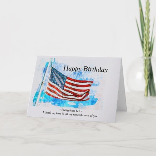Birthday Jeremiah 2911 Bible American Flag Card