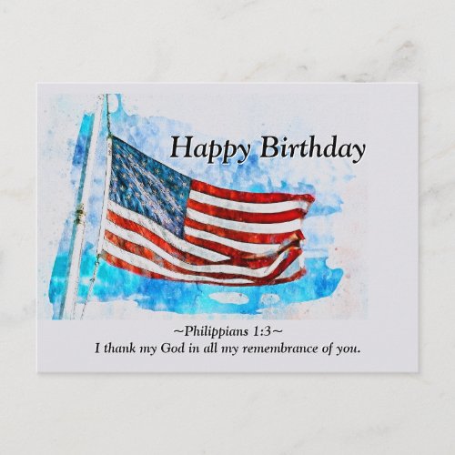 Birthday Jeremiah 2911 Bible American Flag Postcard
