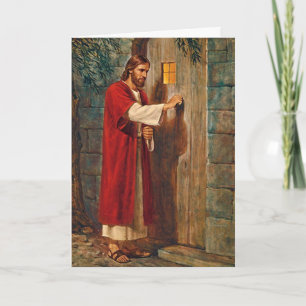 Birthday Jesus Knocks On The Door Card