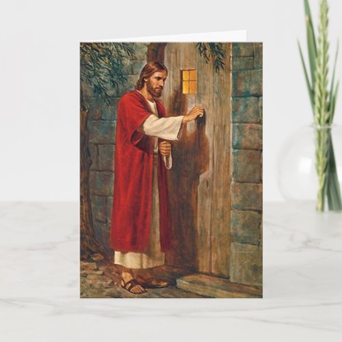 Birthday Jesus Knocks On The Door Card