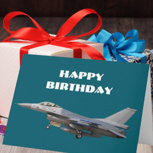 Birthday Jet Fighter Airplane Pilot Military Custo Card