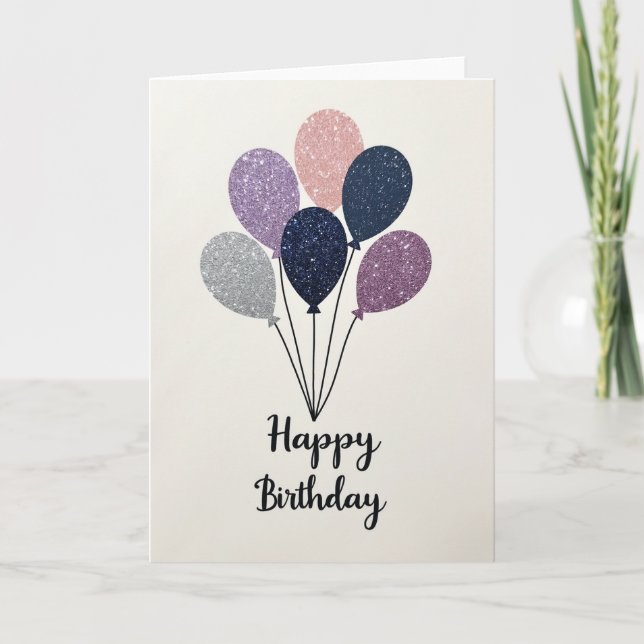 Birthday Joy Glitter Forms Card (Front)